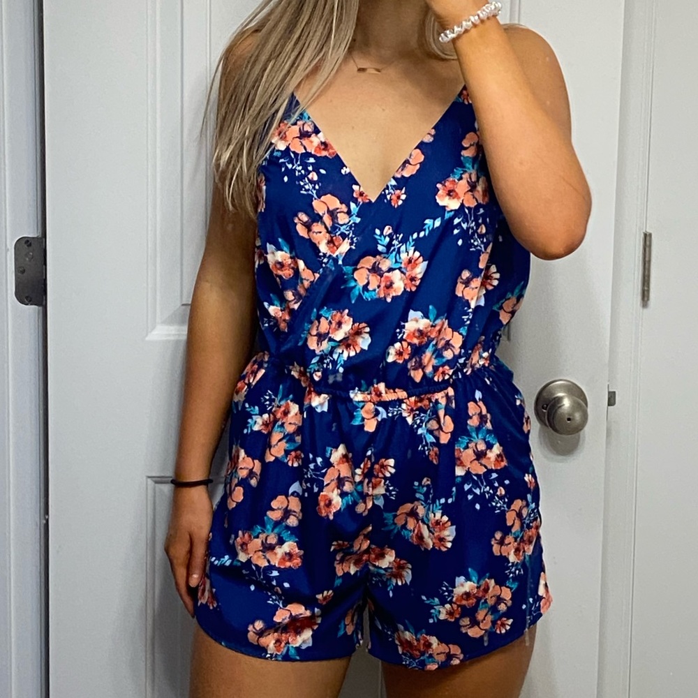 Blue floral romper